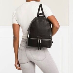 Michael Kors Rhea backpack purse silver hardware